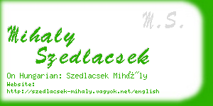mihaly szedlacsek business card